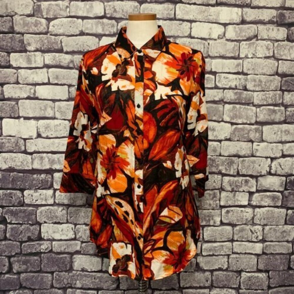 Chico's 3/4 Sleeve Multicolored Blouse Size L
